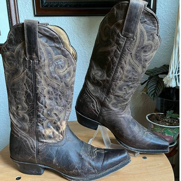 J. B. Dillon Brown Goat Leather Western Boots - Picture 3 of 8